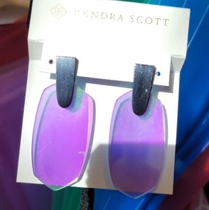 Rare Kendra Scott Indigio Dichroic Navy Gunmetal Earrings Purple Indigo Blue